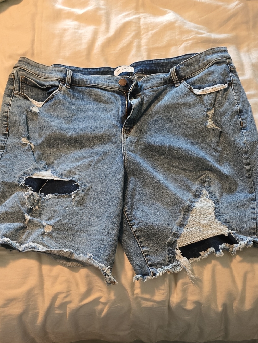 Lane Bryant Light Blue Ripped Denim Shorts